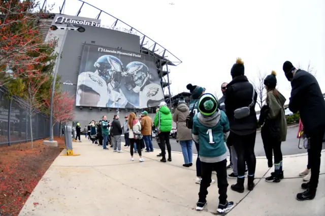 Fans lined up outside of Lincoln Financial Field