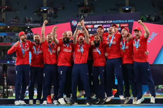 Jos Buttler and England celebrate winning the 2022 T20 World Cup