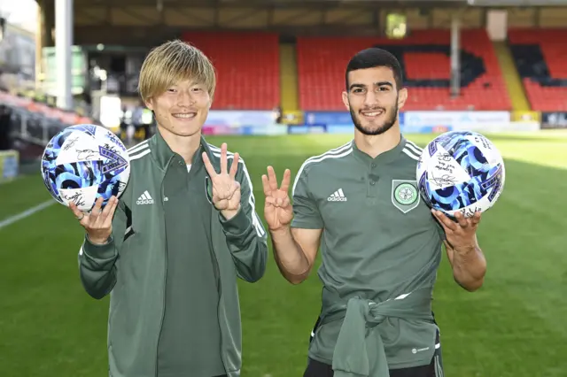 Kyogo and Liel Abada each took home a ball after the 9-0 victory