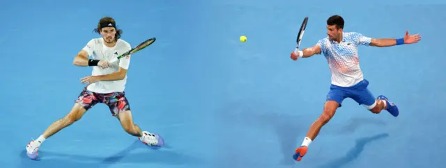 Stefanos Tsitsipas and Novak Djokovic