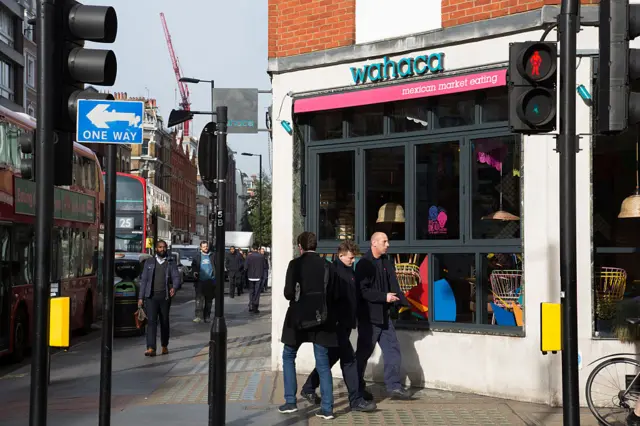 General view of the exterior of a Wahaca restaurant in London