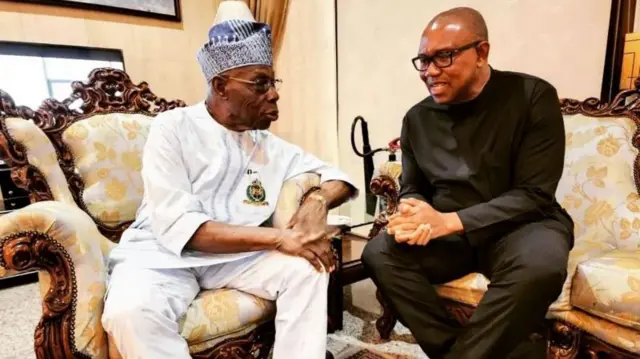 Olusegun Obasanjo with Peter Obi