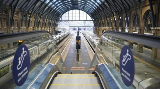 An empty platform at London King's Cross station