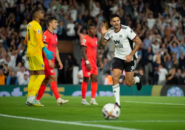 Alexander Mitrovic scores for Fulham against Brighton