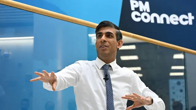 Prime Minister Rishi Sunak speaks in a Q&A session in County Durham