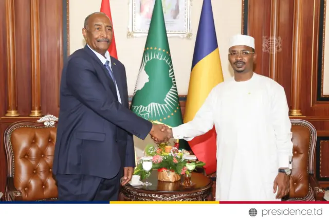 Sudan military leader Abdel Fattah al-Burhan and Chad's interim president Mahamat Idriss Déby