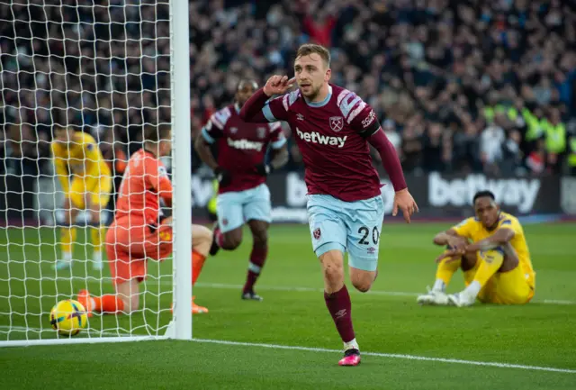 West Ham forward Jarrod Bowen celebrates scoring