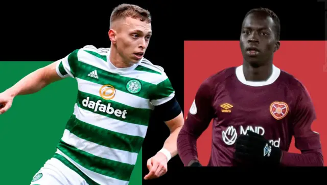 Celtic's Alistair Johnston and Hearts' Garang Kuol