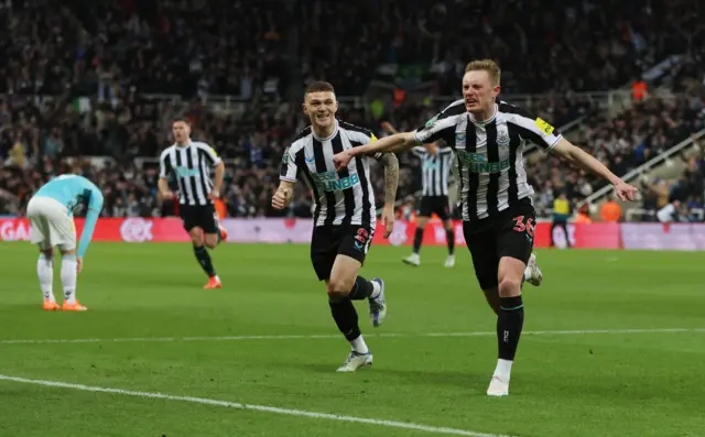 Sean Longstaff celebrates scoring for Newcastle