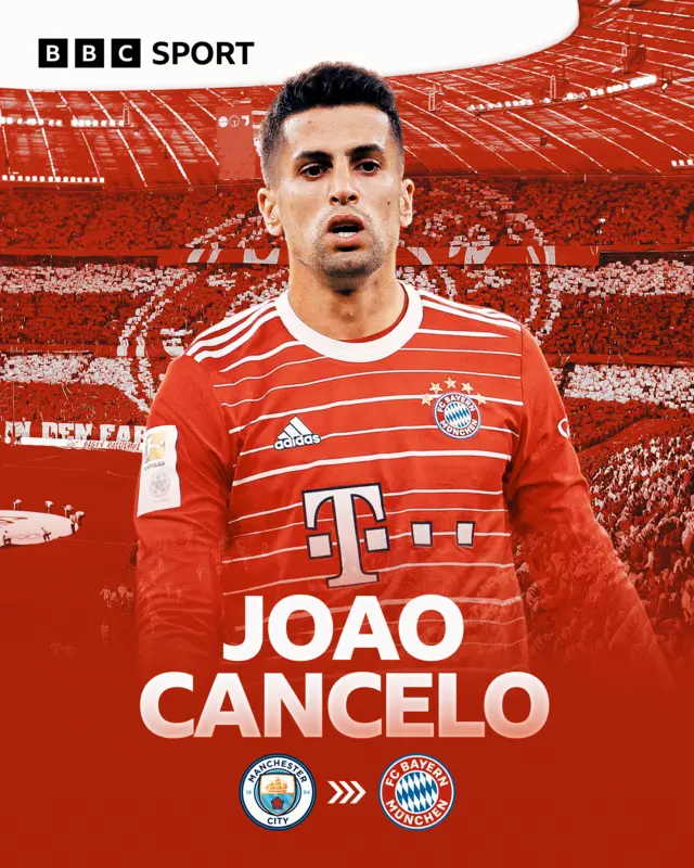 Manchester City full-back Joao Cancelo moves from Man City to Bayern Munich transfer graphic