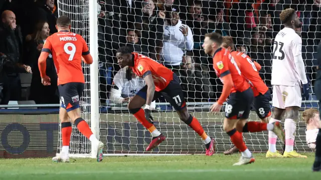 Luton Town celebrate winner