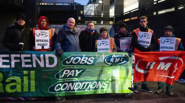 Members of the RMT union on the picket line