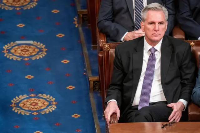 Kevin McCarthy sitting in the House of Representatives during the fourth Speaker of the House vote