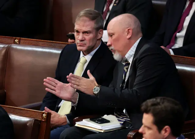 Ohio's Jim Jordan and Texas' Chip Roy seen consulting with each other