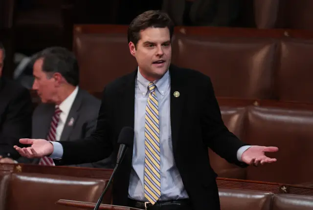 Matt Gaetz delivers remarks in the House Chamber