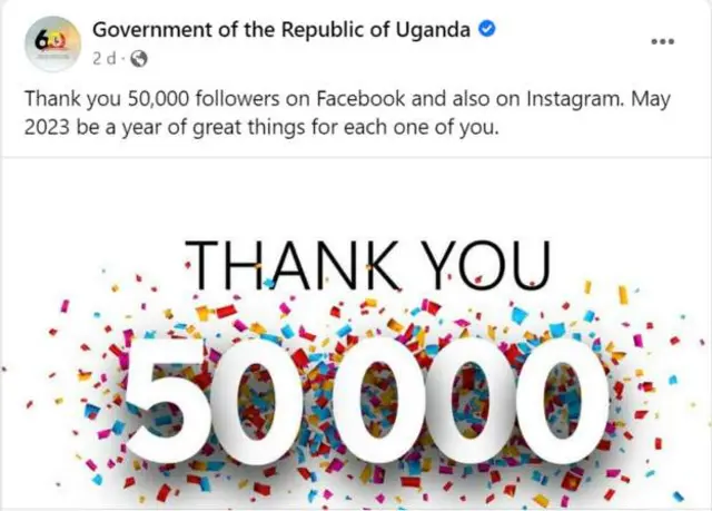 screenshot Uganda Government Facebook page