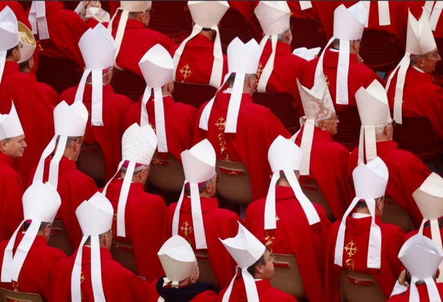 Cardinals arrive for the funeral Mass