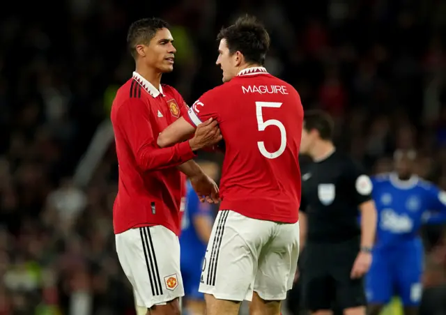 Manchester United's Harry Maguire is given the captains armband during the Emirates FA Cup third round match at Old Trafford, Manchester