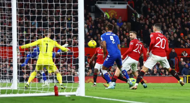 Everton's Dominic Calvert-Lewin scores a goal that is disallowed due to offside