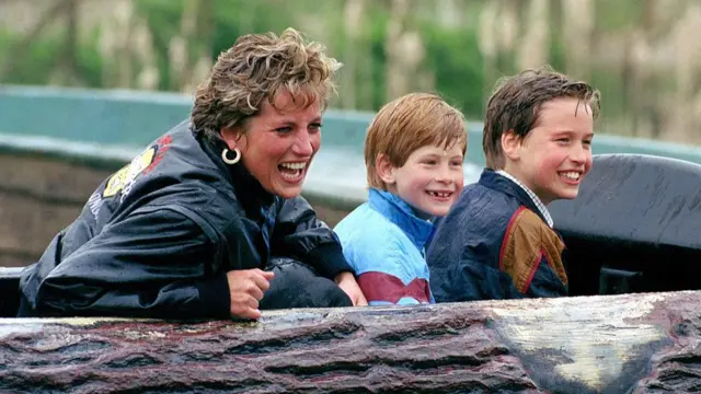 Diana, Princess of Wales, with her sons Princes William and Harry