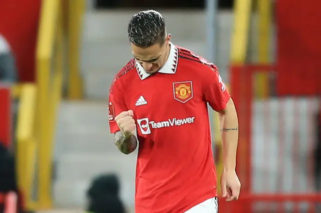 Manchester United's Antony celebrates