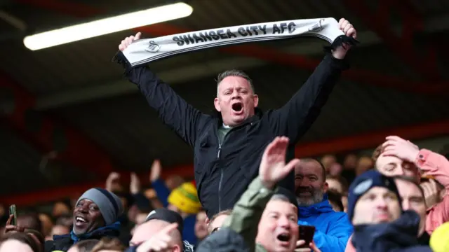 Swansea fans making their voice heard.