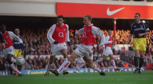 Dennis Bergkamp scores for Arsenal against Oxford United in the 2003 FA Cup third round