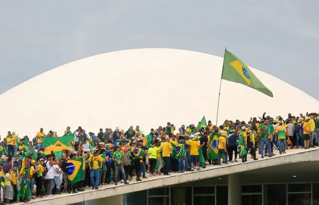 Protesters at the Congress building in Brasilia