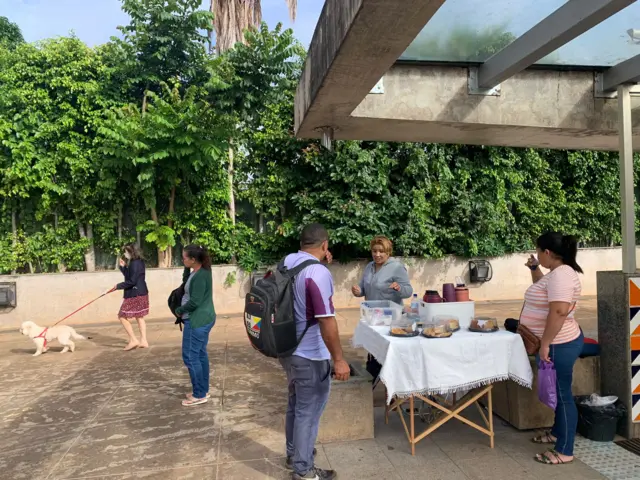 Brasília locals at the metro station this morning