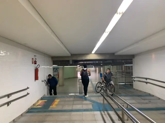 Morning commuters at an underground metro station in Brasilia