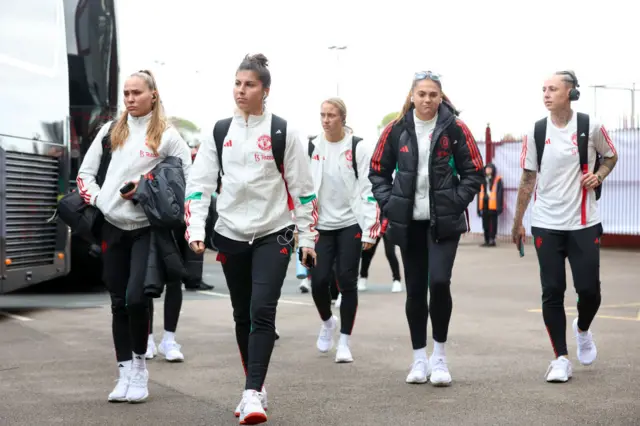 Manchester United arrive at Villa Park