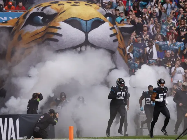 Jacksonville Jaguars players emerge from the tunnel at Wembley