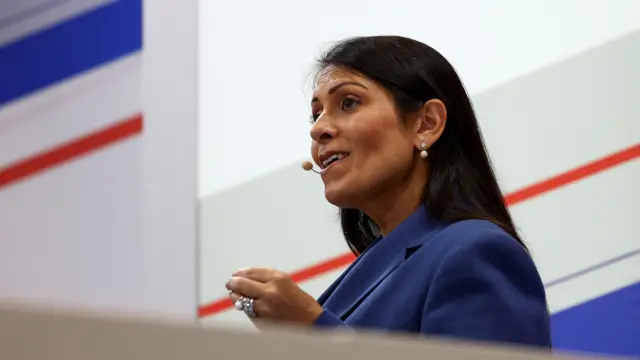 Former Home Secretary Dame Priti Patel speaks to GB News at Conservative Party conference