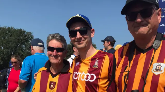 A trio of Bradford City fans at the Ryder Cup