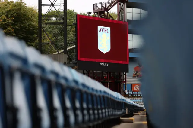 A general view of seats and the scoreboard at Villa Park.