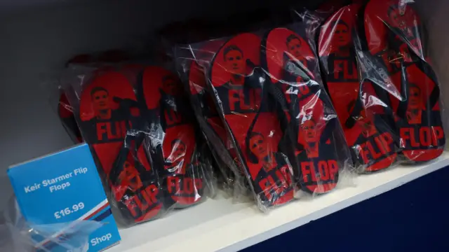 Keir Starmer flip flips, on sale at Conservative Party conference