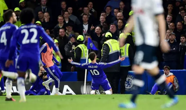 Eden Hazard scores against Tottenham in 2016