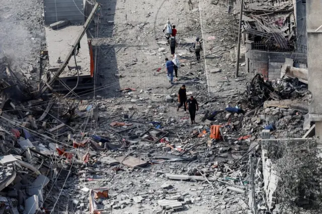The scene in Gaza City on Tuesday morning