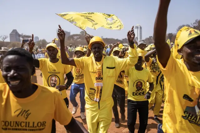 CCC supporters during their final campaign rally in Harare, Zimbabwe - 21 August 2023