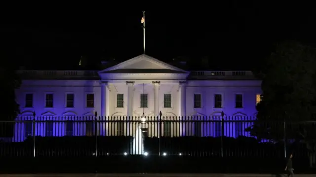 The White House lit up white and blue in tribute to the victims of the attacks in Israel