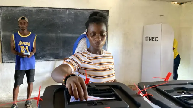 A voter in Liberia - 10 October 2023