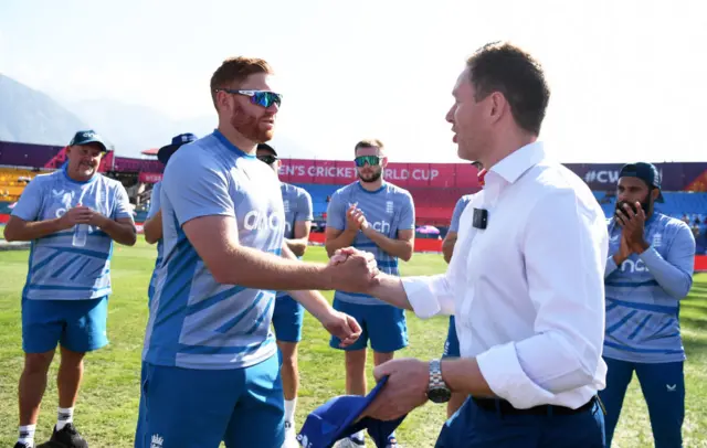 Jonny Bairstow receives 100th ODI cap from Eoin Morgan