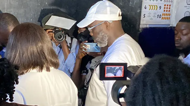 George Weah at a polling station - 10 October 2023