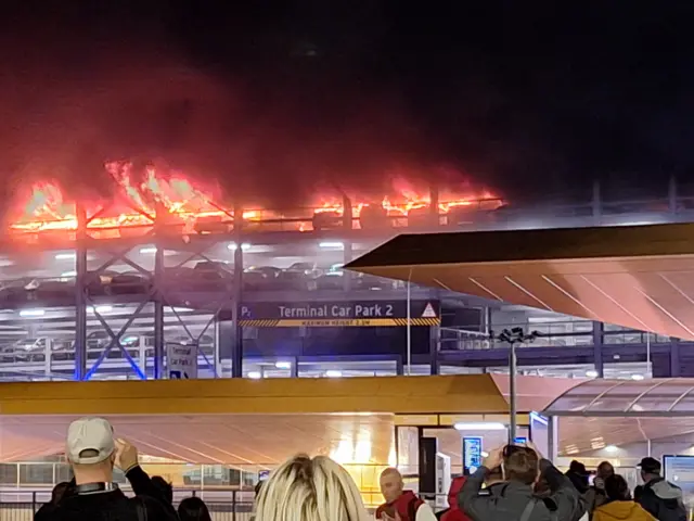 Car park on fire at Luton Airport