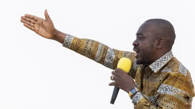 Citizens Coalition for Change (CCC) opposition leader Nelson Chamisa, addresses the party's supporters during a campaign rally - 21 August 2023