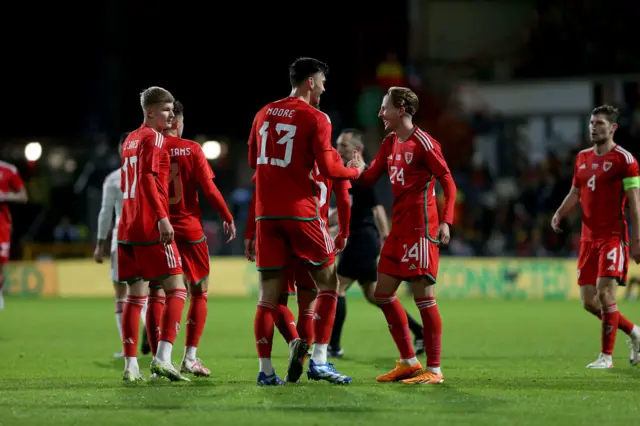 Wales celebrate goal