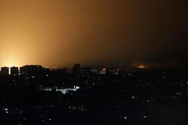 Smoke rises following an Israeli air strike in a neighbourhood in Gaza City