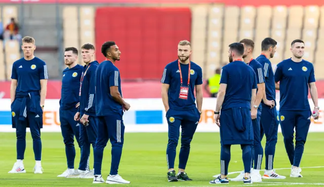 A general view of the Scotland squad during a UEFA Euro 2024 Qualifier at the Estadio De La Cartuja