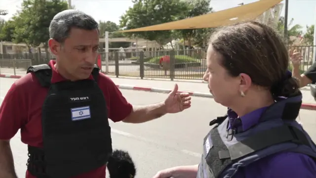 Mayor of Sderot Alon Davidi  talks to the BBC's Lyse Doucet