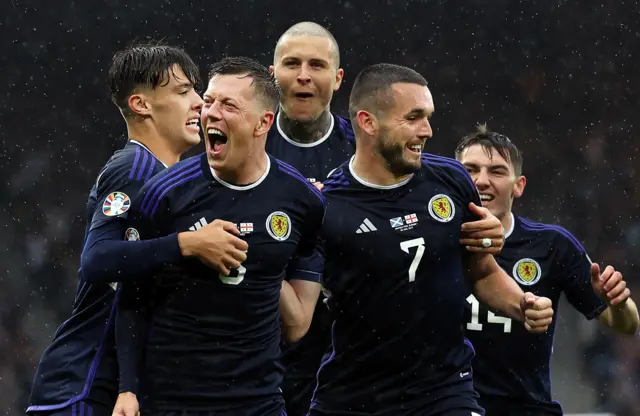 Scotland celebrate a goal